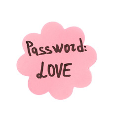 Sticker-reminder with most popular password, isolated on white