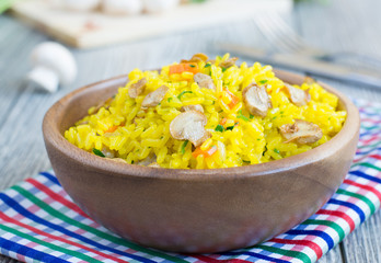 Shaffron rice with mushrooms