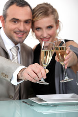 Couple toasting with champagne