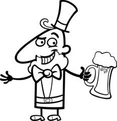 Leprechaun with beer cartoon for coloring