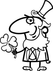 Leprechaun with clover cartoon for coloring
