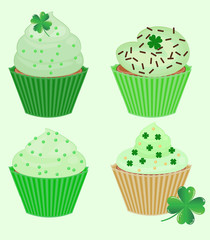 collection of vector St. Patrick's cupcakes