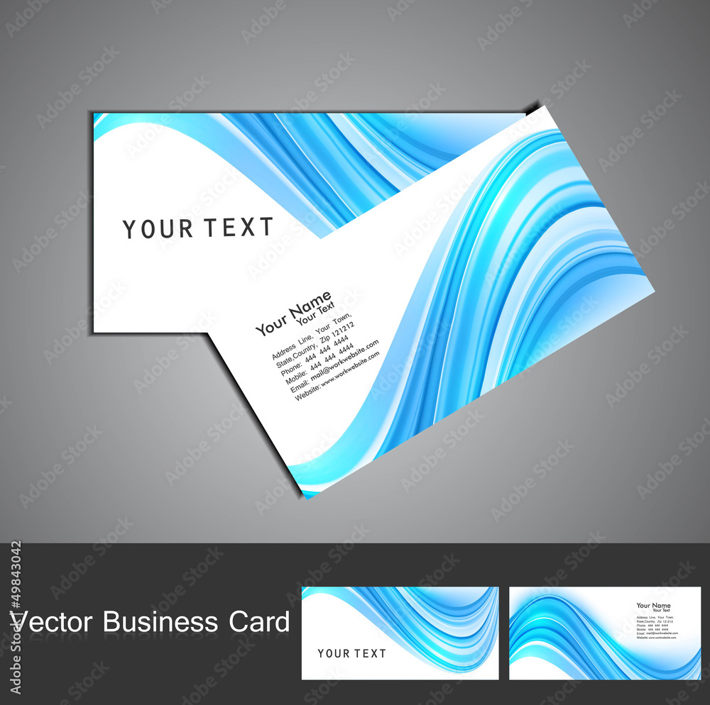 Canvas Prints stylish blue colorful wave simple business card template vector