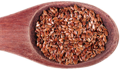 Linseed in wooden spoon
