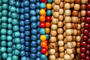 wooden colored beads