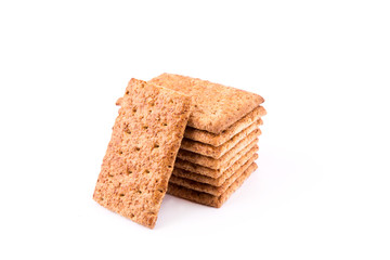 Wholesome biscuits with cereal isolated on white.