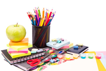 Naklejka premium School and office stationary. Back to school concept