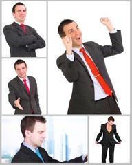 Set (collection) of european businessman.  Isolated over white .