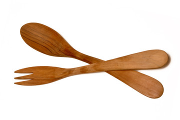paire de couverts à salade en olivier