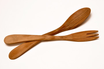 paire de couverts à salade en olivier