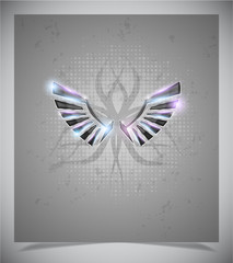 Abstraction grey background with  wings.vector
