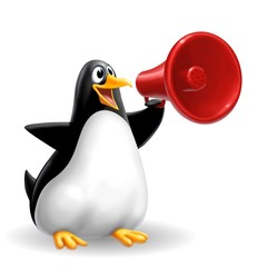 pinguino megafono - obrazy, fototapety, plakaty