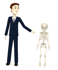 3d render of cartoon character with fetus skeleton