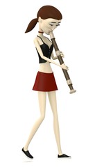 3d render of cartoon character playing on flute