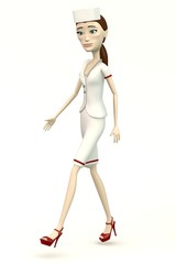 cartoon nurse - walking