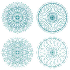 Set of vector guilloche rosettes