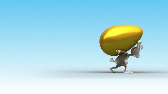 Easter Rabbit's gait. 3 variations. 3d animation.