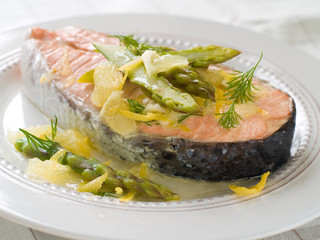 Steamed salmon