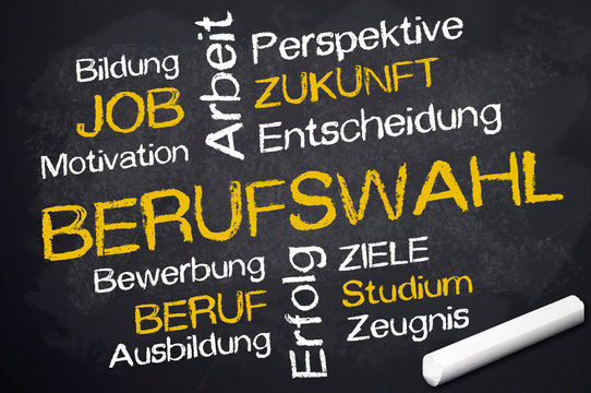 Kreidetafel mit Berufswahl