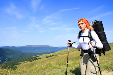 Summer hiking in the mountains.