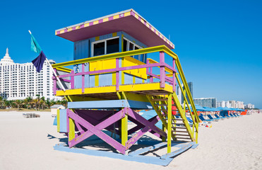 Lifeguard Tower in South Beach, Miami Beach, Florida