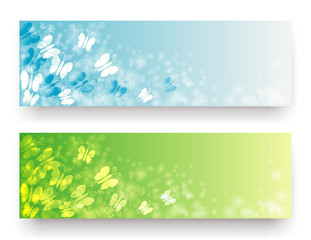 Banners with butterflies - vector illustration