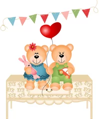 Dekokissen Zwei süße Teddybären verliebt © soniagoncalves