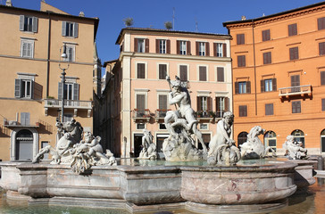 Fountain of Neptune (Poseidon) at Piazza Navona in Rome