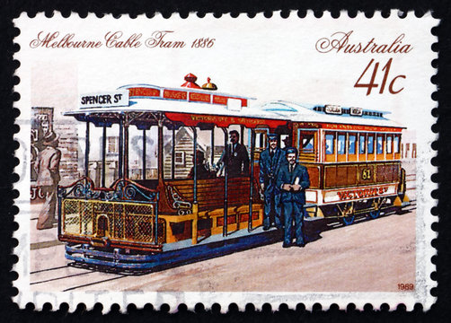 Postage stamp Australia 1989 Melbourne Cable Car, 1886