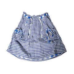 skirt in white and blue checked  isolated on white