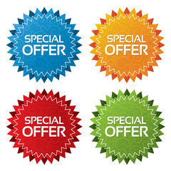 Colorful vector offer tags with texture set (icon)