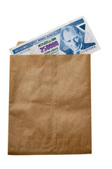 old money of Turkey in paper envelop