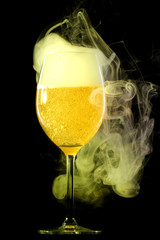 Yellow smoke in the glass