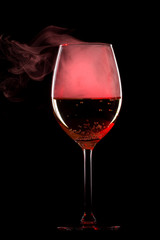 Red smoke in the glass