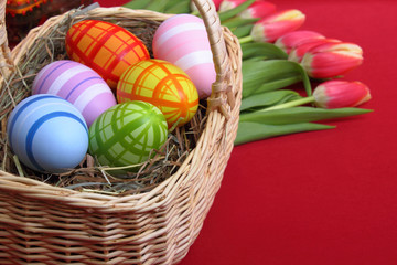 easter-egg basket and tulips - Osterkorb und Tulpen