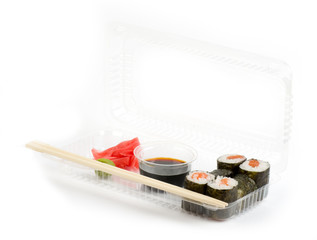 Traditional Japanese food Sushi Sushi collection in plastic box