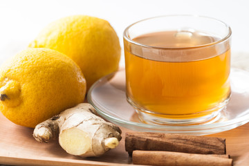 ginger and lemon tea with cinnamon
