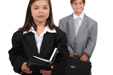 Children wearing business wear
