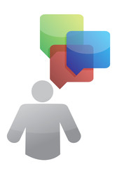 icon with message bubbles around, illustration