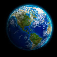 Earth from space showing North and South America. Detailed image