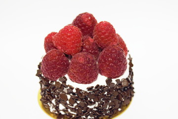 Raspberry cake on the white background