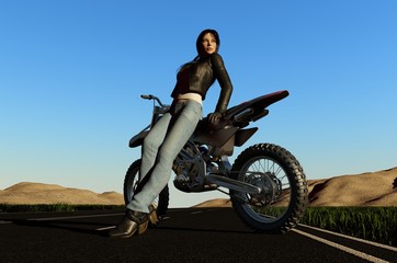 A girl and a motorcycle