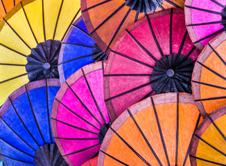 Multicolored Umbrellas at Night Market - South East Asia
