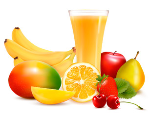 Fresh fruit and juice. Vector