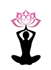 Silhouette yoga and lotus