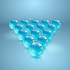 Pool or billiard balls made of glass.