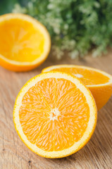 half an orange on the table