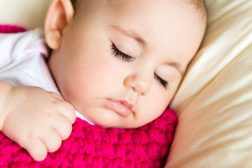 Closeup portrait of sleeping baby