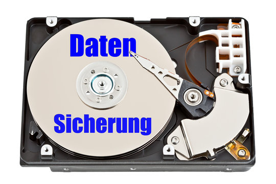Festplatte mit Aufschrift - Datensicherung - Datenverlust