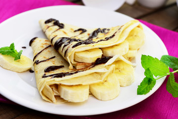 Pfannkuchen mit Bananen